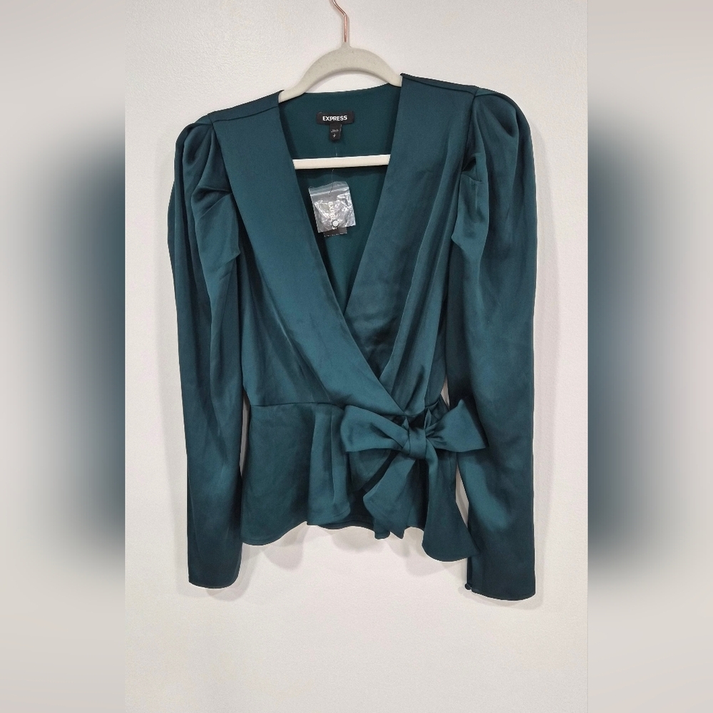 Express Emerald V-Neck Blouse - Size S - New With Tags